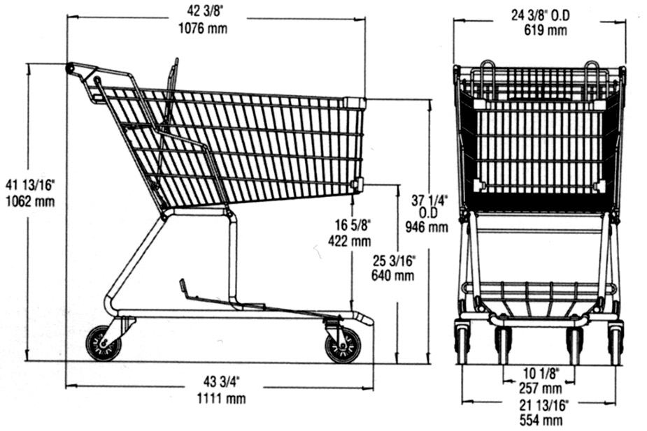 dimension shopping cart ms115