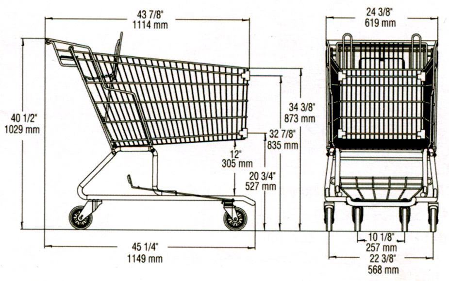 dimension shopping cart ms118